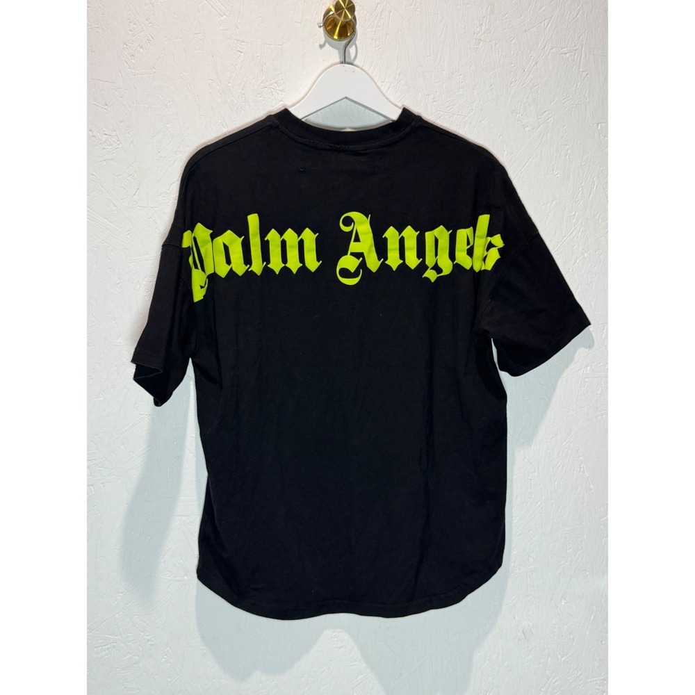 Palm Angels Black Neon Yellow Logo Mock Neck Oversized T-Shirt  M